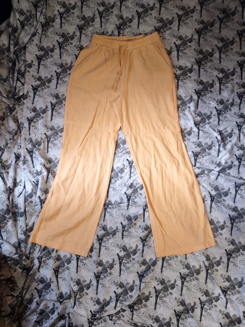 Peach Wide-Leg Drawstring Pants for Women